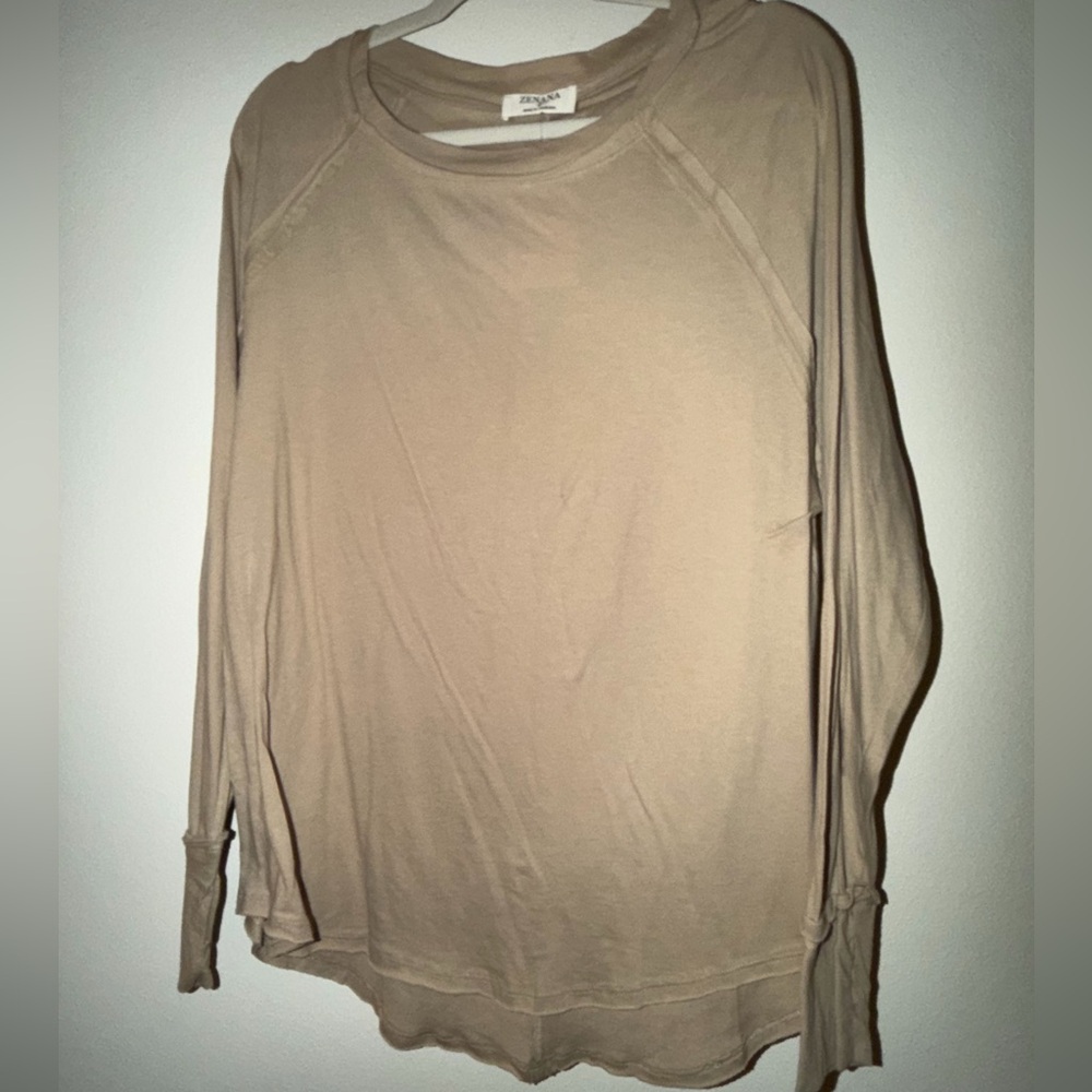 Zenana Beige Long Sleeve Top
